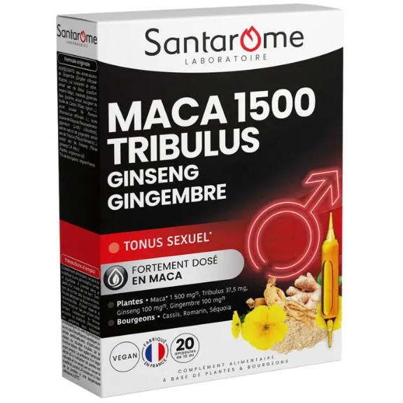 Maca Tribulus Ginseng Ghimbir BIO fiole x 20 - Santarome