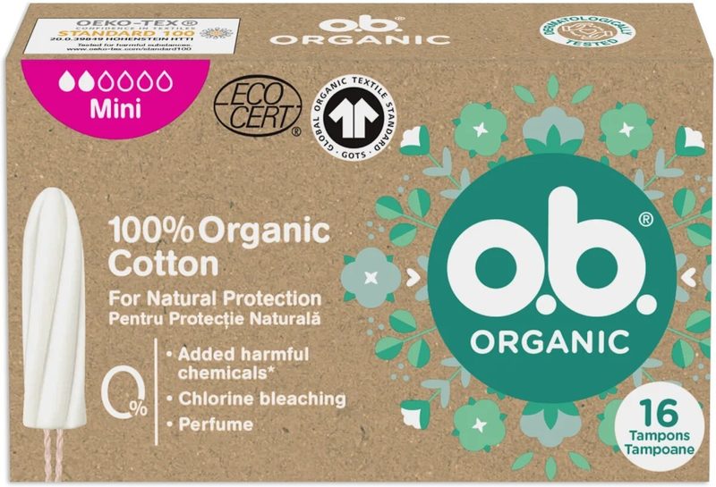 Tamp OB Bumbac Organic 100% Mini x 16buc