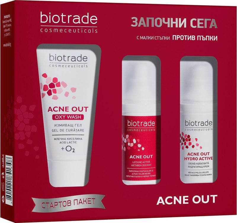 Biotrade Acne Out Lotiune Activa 60ml +Crema 60ml +Oxy Wash 50ml