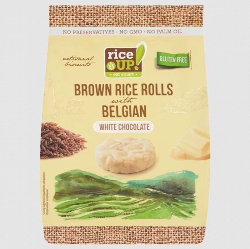 RiceUp Mini-Rondele de Orez cu Ciocolata Alba 50g