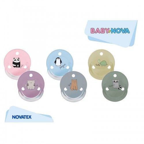 Baby Nova 20009 Suzete Rotunde Decorate Multicolore Inel +Steribox
