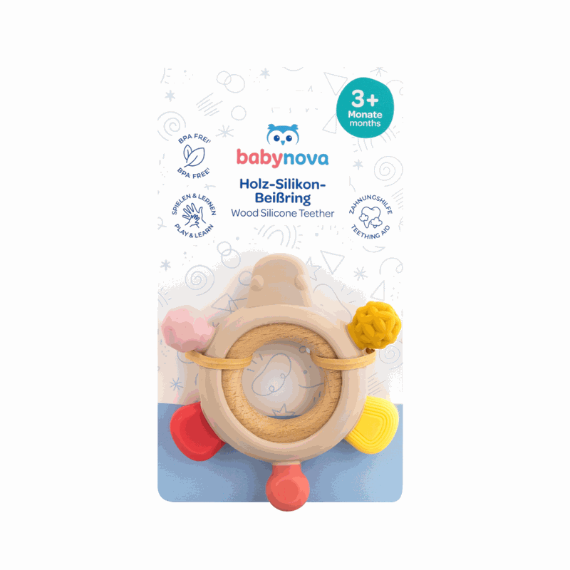 Baby Nova 31155 Inel Dentitie din Lemn si Silicon