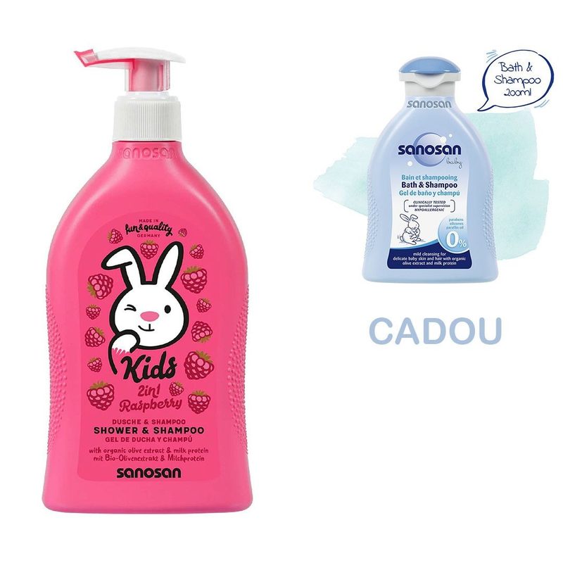 Sanosan Kids 2in1 Gel de Dus Sampon Zmeura 400ml