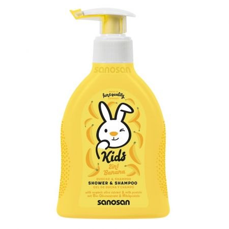 Sanosan Kids 2in1 Gel de Dus Sampon Banane 200ml