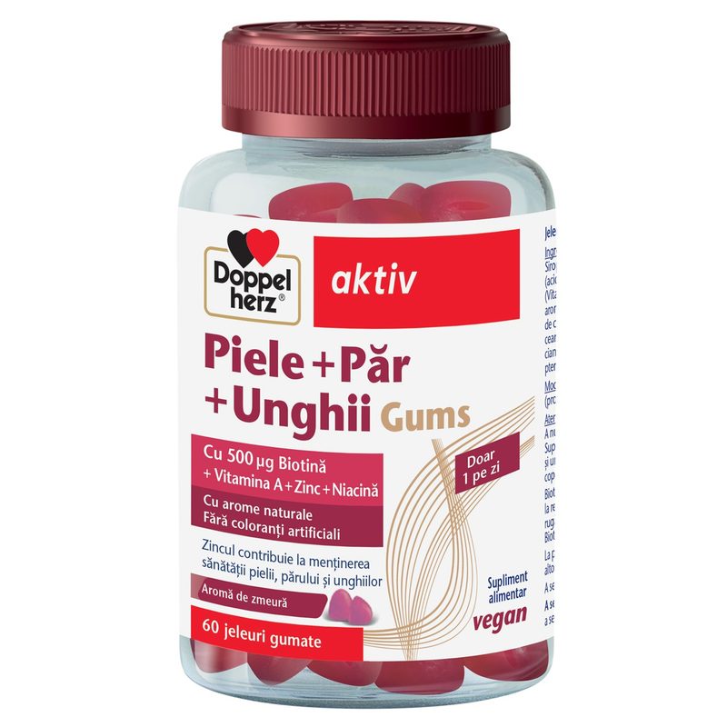 Doppelherz Aktiv Piele+Par+Unghii 500mcg Biotina x 60jeleuri