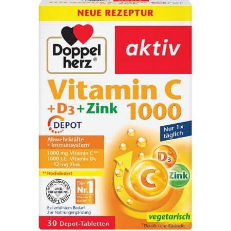 Doppelherz Aktiv Vit C 1000mg+D3+Zn Depot x 30cpr