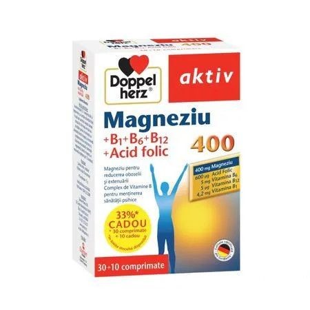 Doppelherz Aktiv Mg 400mg+VitB1+B6+B12+Acid Folic x 30+10cpr