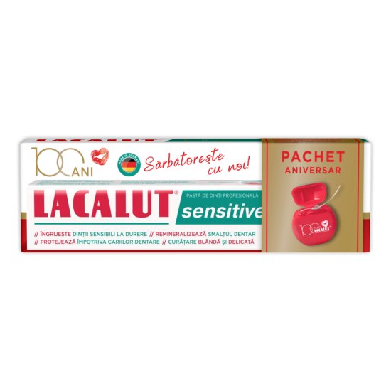 Lacalut Pasta Sensitive 75ml +Ata Dentara 10m Cadou