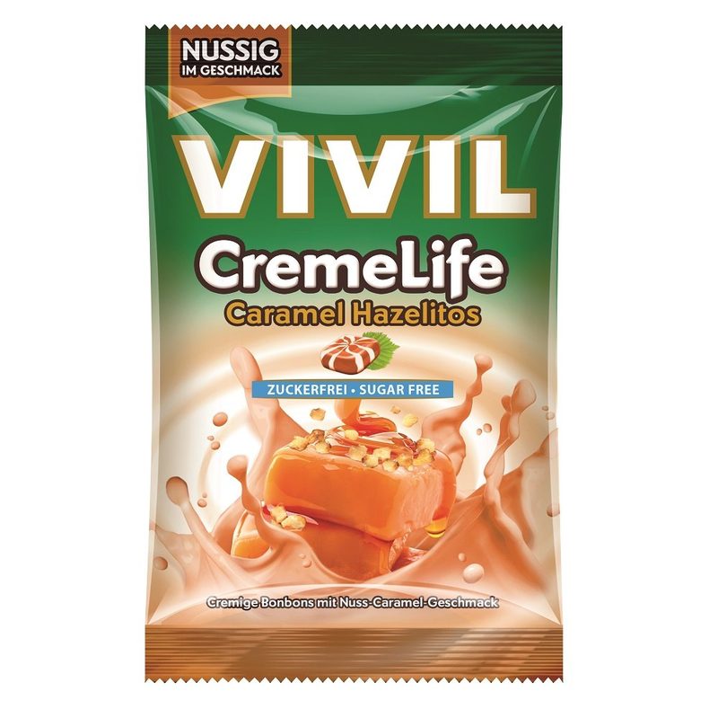 Vivil Bomboane Creme Life Alune si Caramel fara Zahar 90g