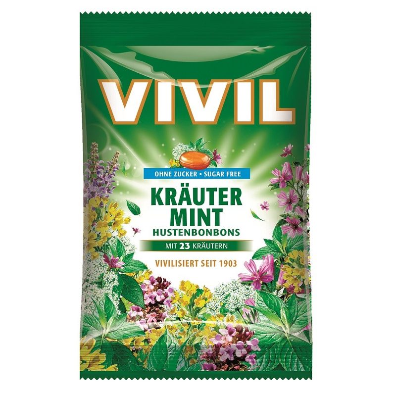Vivil Bomboane fara Zahar cu Plante Naturale si Menta 60g