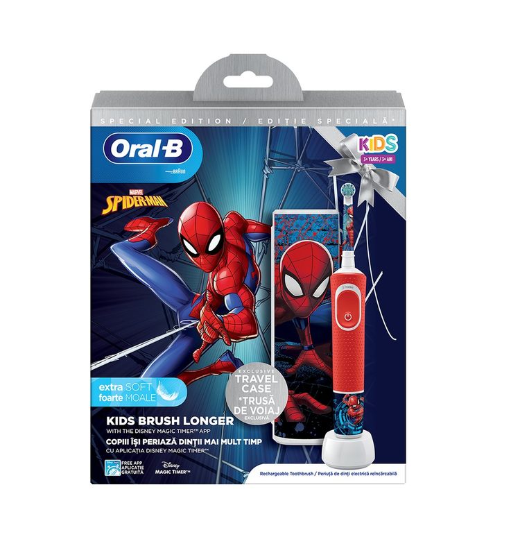 Oral B Vitality Kids 3ani+ Spiderman + Exclusive Travel Case Special Edition