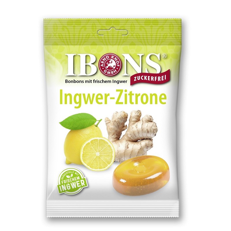 Ibons Dropsuri cu Ghimbir si Lamaie fara Zahar 75g