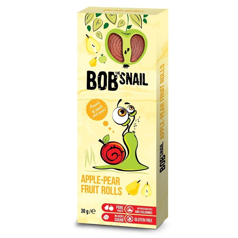 Bob Snail Rulou Natural din Fructe Mere si Pere 30g