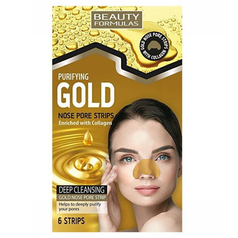 Beauty Formulas Benzi Gold cu Colagen pt Porii de pe Nas x 6buc
