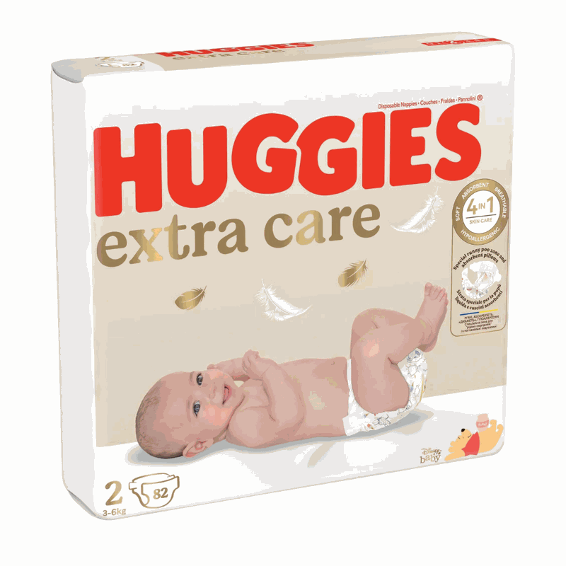 Huggies Extra Care 2 (3-6kg) x 82buc