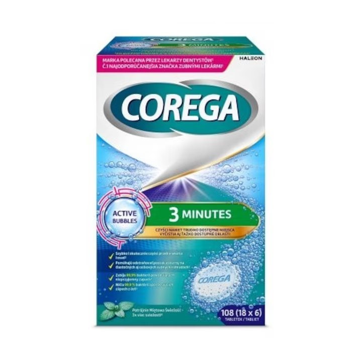 Corega Tabs Bioformula Active Bubbles Menta x 108cpr eff Haleon
