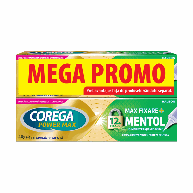 Corega Max Fixare+Mentol 2x40g Pachet Super Haleon
