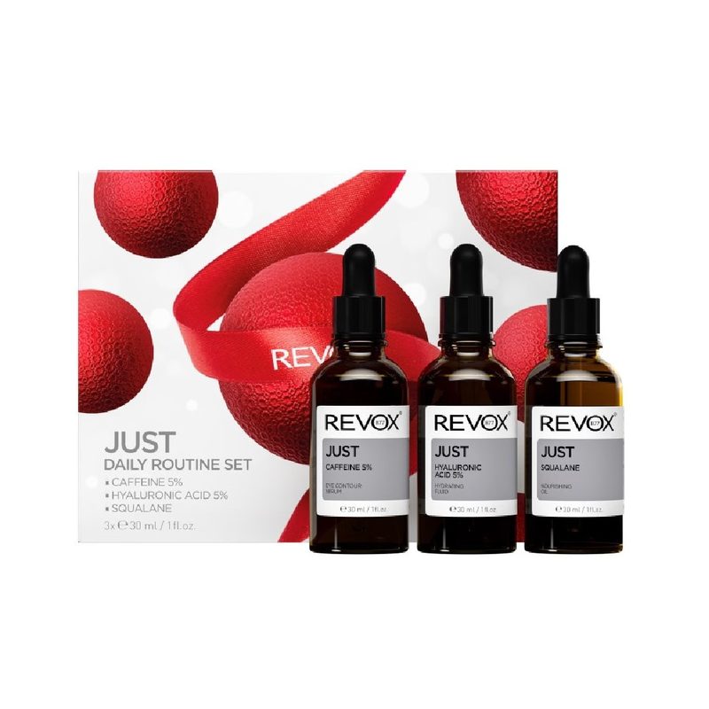 Revox Just Daily Routine Set Xmas Caffeine 5% 30ml+Ac Hialuronic 5% 30ml+Squalane 30ml