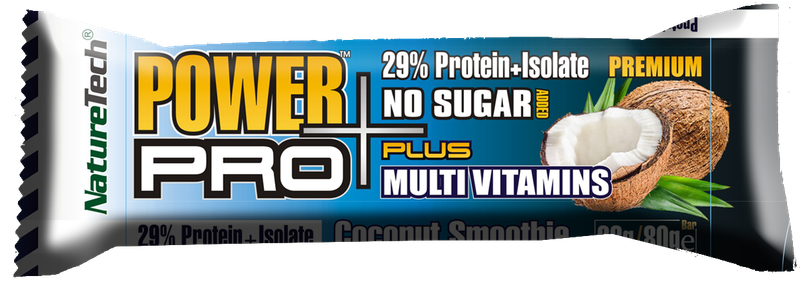 NatureTech Baton Power Pro Plus 29% prot Vit Cocos fara Zahar 80g