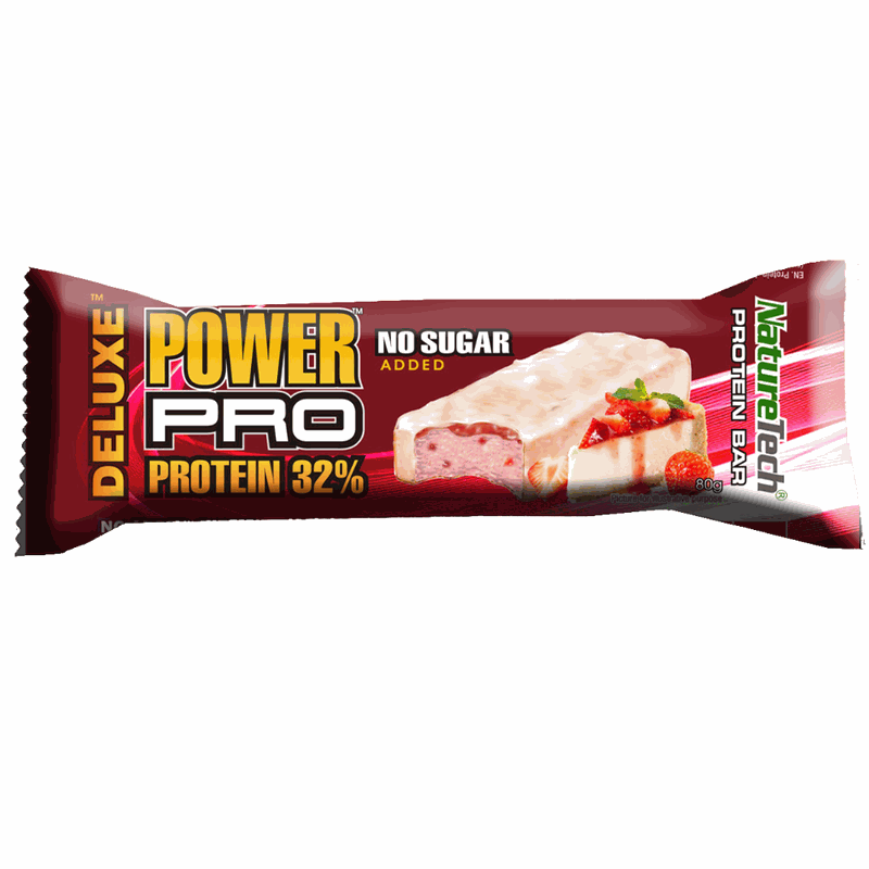 NatureTech Baton Power Pro Deluxe 32% prot Cheesecake cu Capsuni 80g
