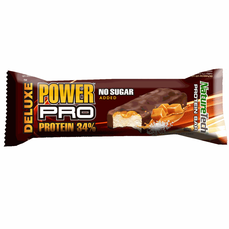 NatureTech Baton Power Pro Deluxe 34% prot Caramel Sarat 80g