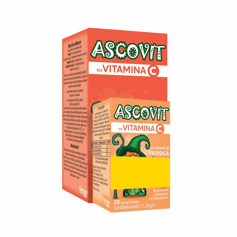 Ascovit Capsuni 100mg x 60cpr mast+Ascovit Piersica x 20cpr mast Perrigo