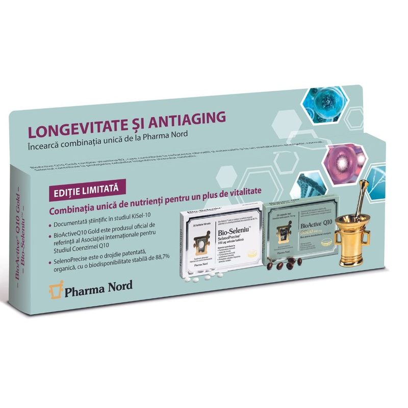 Kit Longevitate si Antiaging Bioactive Q10 Gold + Bio Seleniu 30 + 30cpr