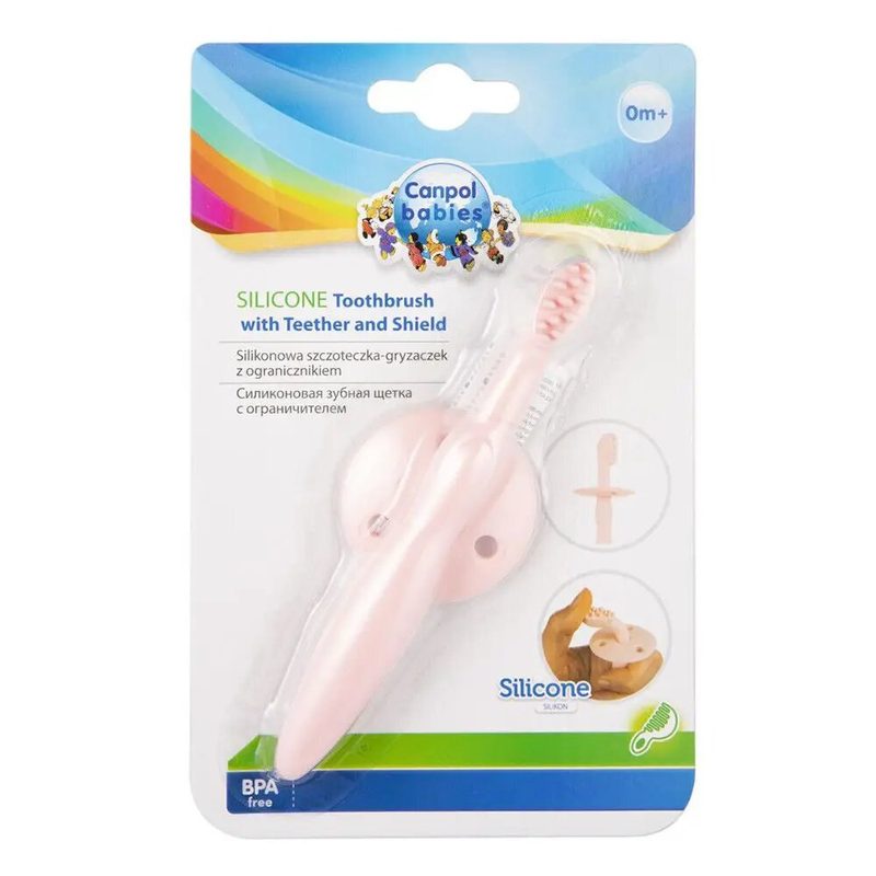 Canpol 51/500 Babies Periuta de Dinti din Silicon cu Protectie pt Gingii si Primii Dinti Roz