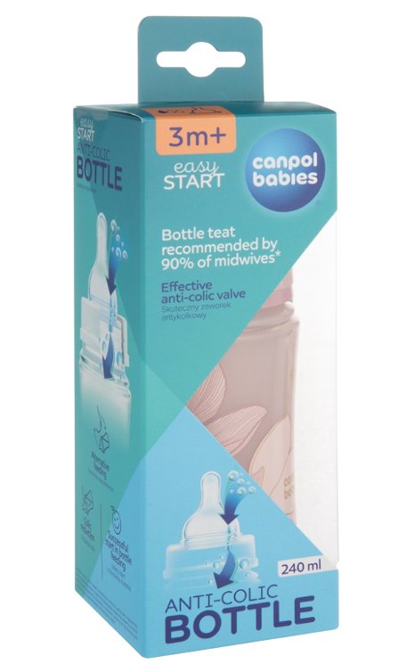 Canpol 35/240 Babies Biberon Anticolici Gat Larg Gold Roz 240ml