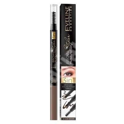 Eveline Creion Multifunctional pt Sprancene 3in1 Brow Styler 02 Dark Brown