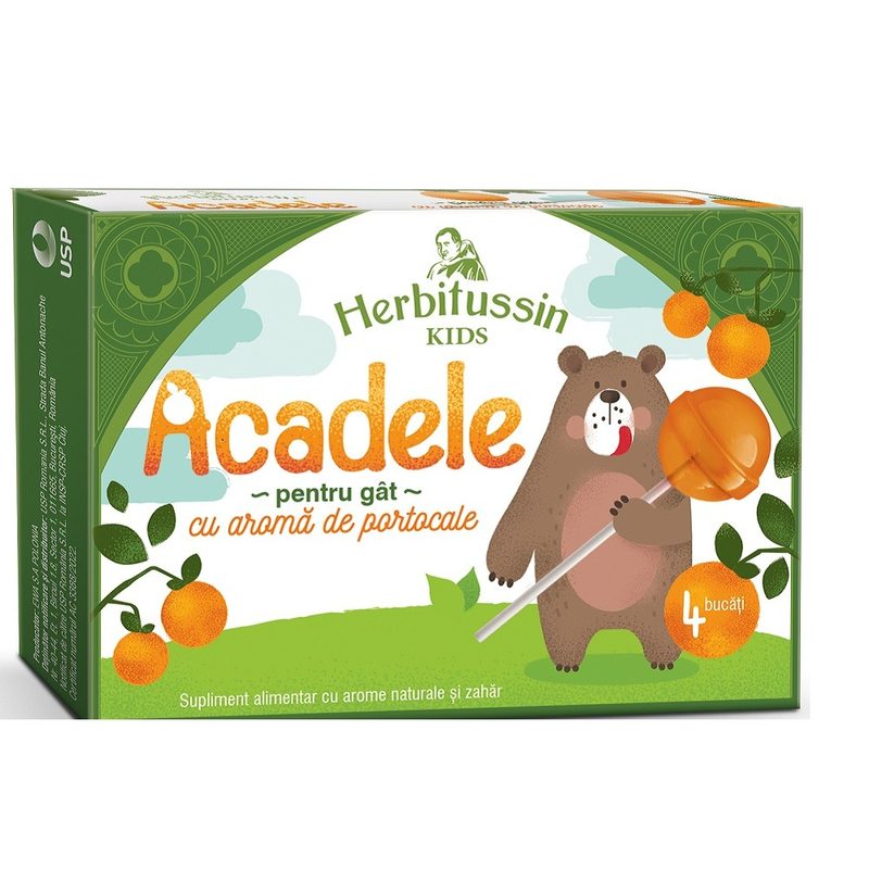Herbitussin Kids Acadele cu Aroma de Portocale x 4buc USP