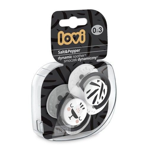 Lovi 22/877 Suzeta Silicon Dynamic Salt&Pepper 0-3l x 2buc