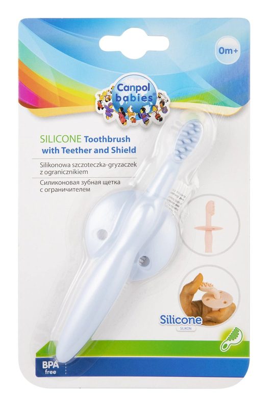 Canpol 51/500 Babies Periuta de Dinti din Silicon cu Protectie pt Gingii si Primii Dinti Albastru