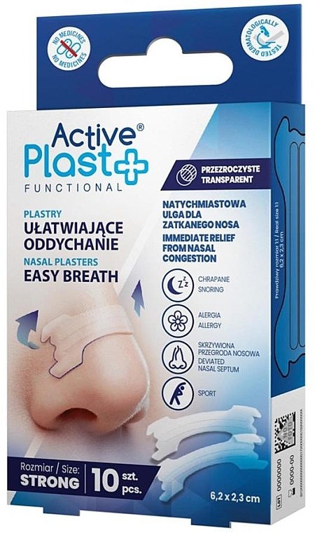 ActivePlast Respiratie Usoara Plasture Nazal Puternic x 10buc