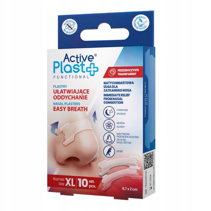 ActivePlast Respiratie Usoara Plasture Nazal Transparent XL x 10buc
