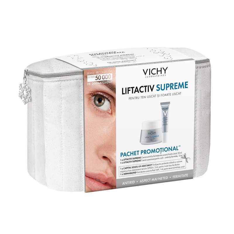 Vichy Pachet Lifactiv Supreme Crema antirid si fermitate 50ml + Crema corectoare ochi 15ml