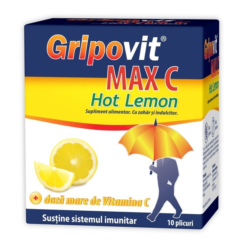 Gripovit Max C Hot Lemon x 10plic Zdrovit