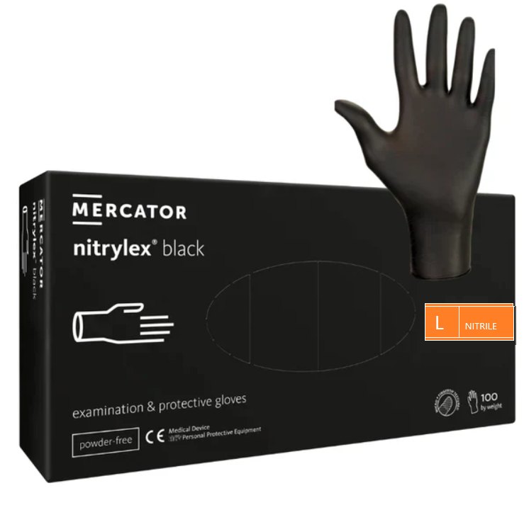 Manusi Nitril Negru L x 100buc Mercator