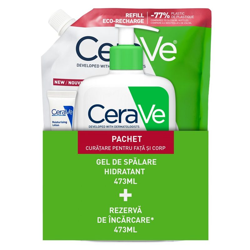 Cerave Gel de Spalare Hidratant 473ml+Rezerva 473ml Pachet