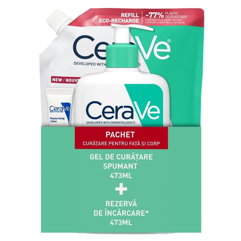 Cerave Gel de Curatare Spumant 473ml+Rezerva 473ml Pachet