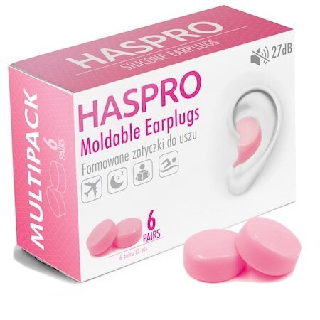 Haspro Dopuri de Urechi Silicon Hipoalergenic Roz x 12buc