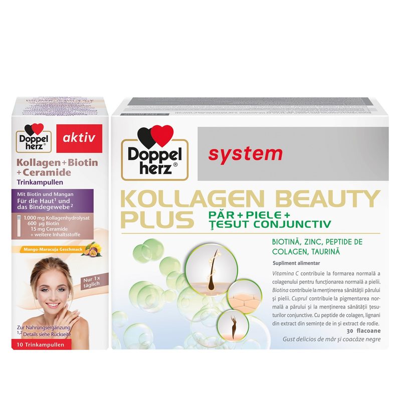 Doppelherz System Kollagen Beauty + Kollagen Biotin Ceramide 10fl Pachet