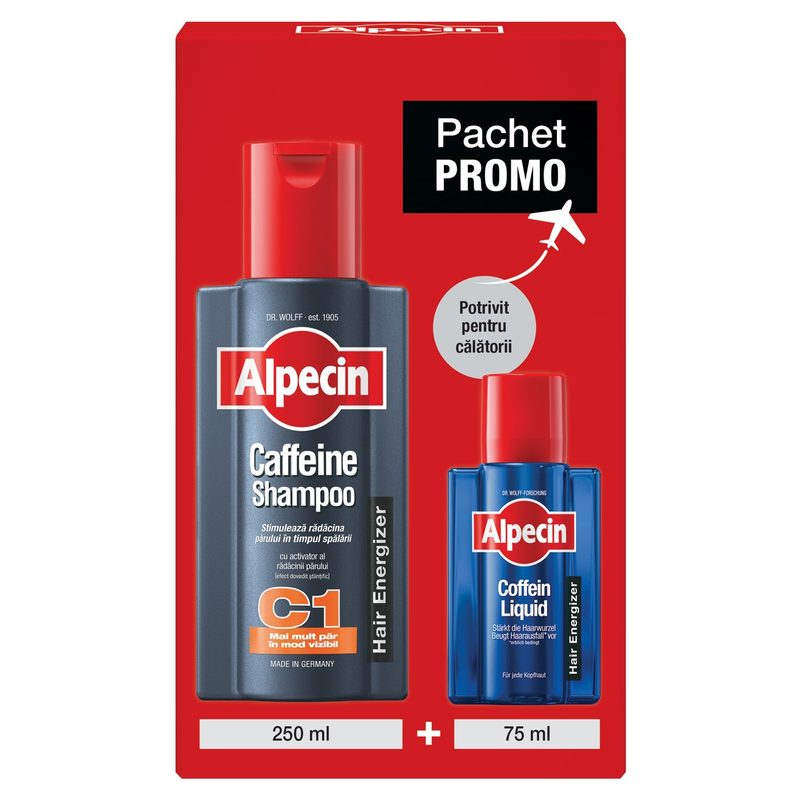 Alpecin C1 Sampon Cofeina 250ml+Liquid Caffeine 75ml Pachet