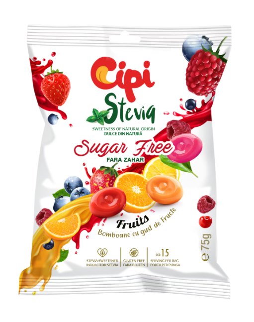 Cipi Bomboane Stevia Fructe 75g