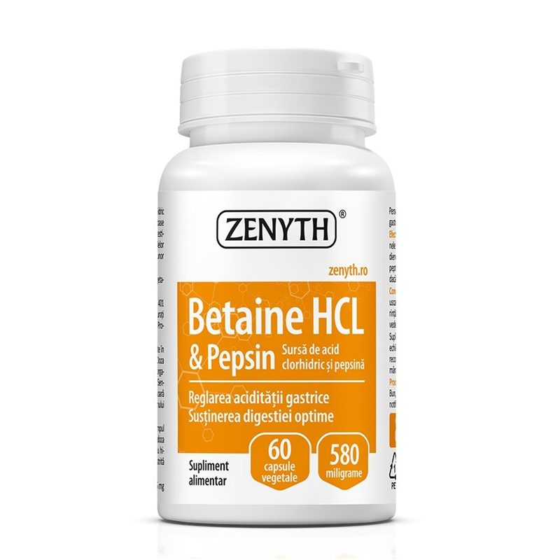 Betaine HCL&Pepsin 580mg x 60cps Zenyth