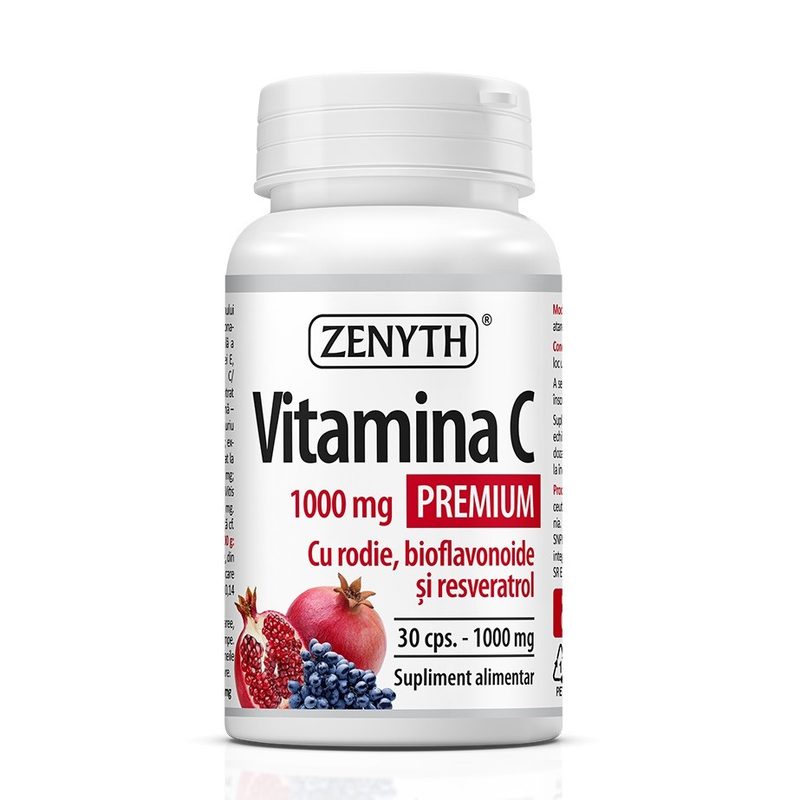 Vitamina C 1000mg Premium Rodie, Bioflavonoide si Resveratrol x 30cps Zenyth