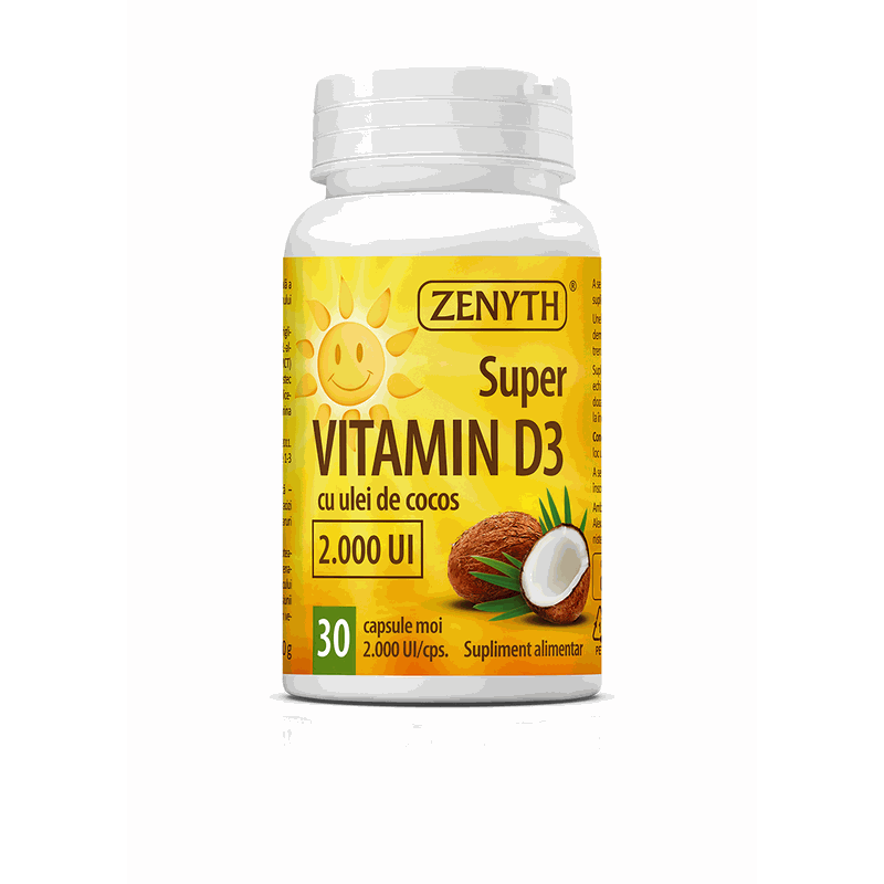 Super Vitamina D3 cu Ulei de Cocos 2000UI x 30cps Zenyth