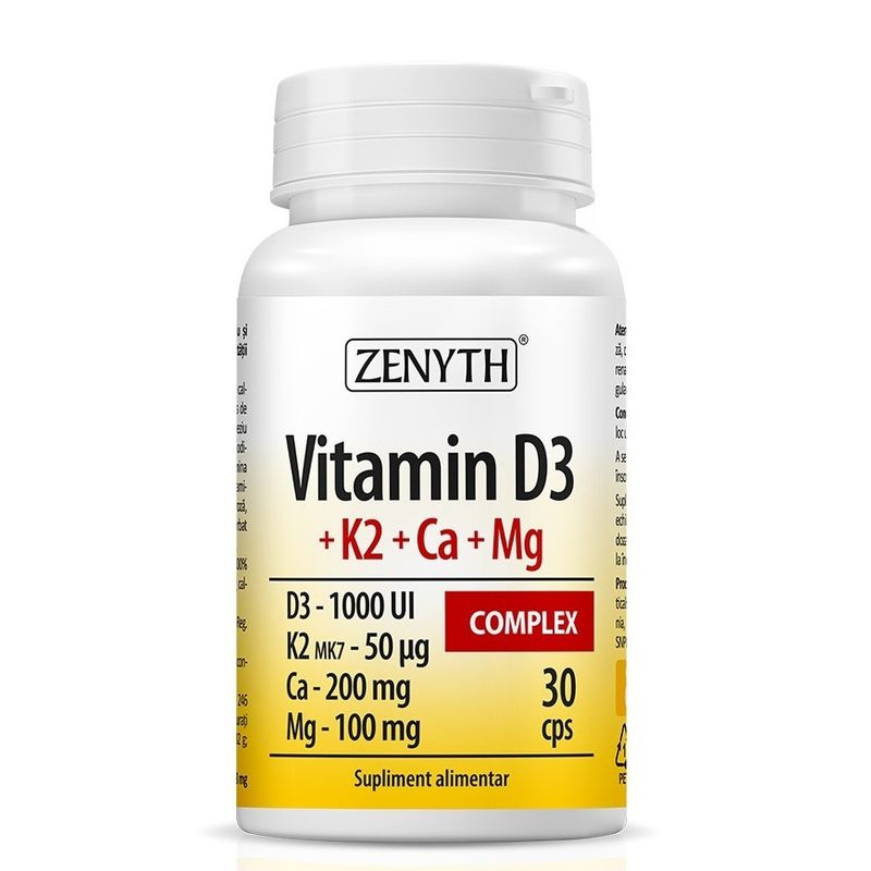 Vitamina D3+K2+Ca+Mg Complex x 30cps Zenyth