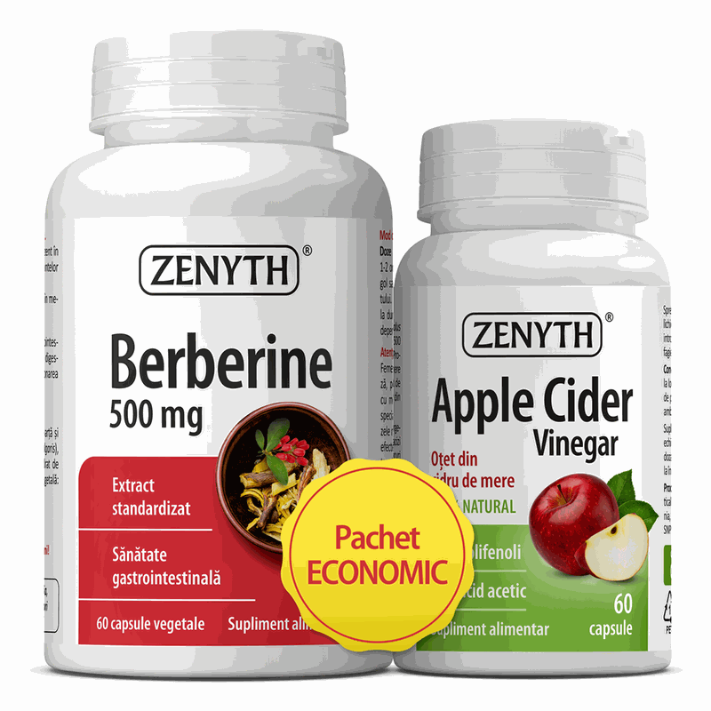 Berberine 500mg x 60cps+Apple Cidre Vinegar x 60cps Pachet Economic Zenyth