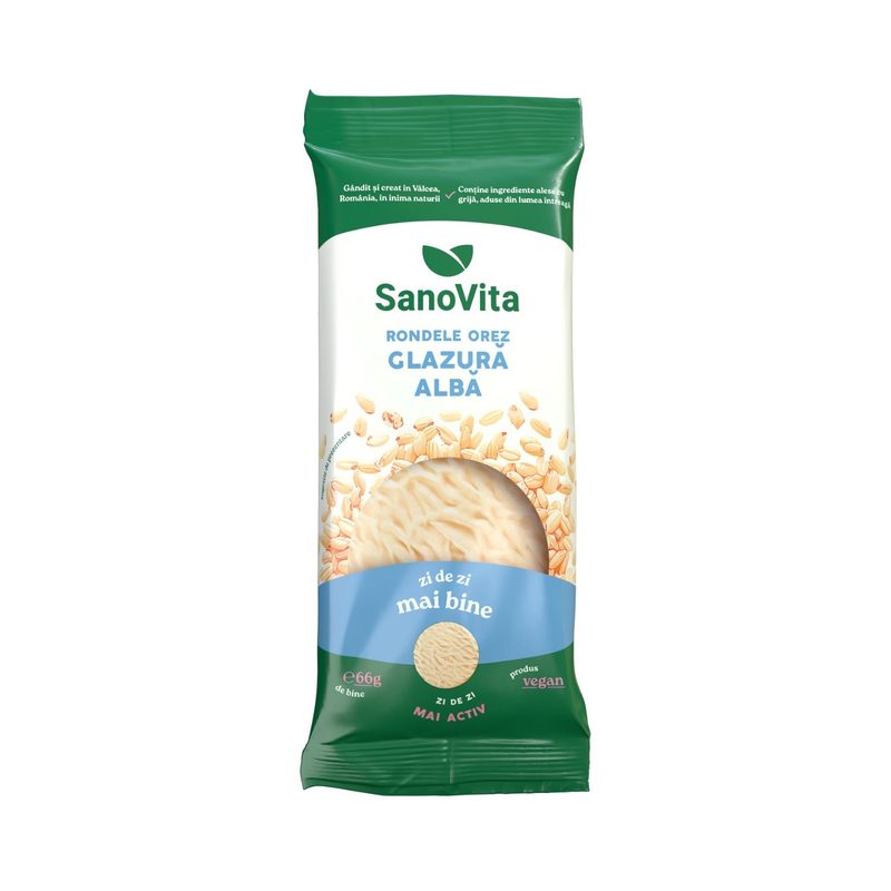 Sanovita Rondele Orez Glazura Alba 66g